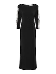 Gina Bacconi Suzie Embroidered Sleeve Maxi Black Dress - Imagen 6 de 6