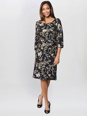 Gina Bacconi Sue Sequin Embroidered Black Dress - Image 1 of 5