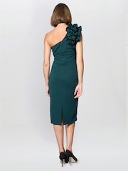 Gina Bacconi Green Kimberley One Shoulder Ruffle Dress - Image 4 of 5