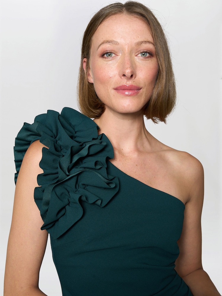 Gina Bacconi Green Kimberley One Shoulder Ruffle Dress - Image 5 of 5 Gina Bacconi Green Kimberley One Shoulder Ruffle Dress - Image 5 of 5