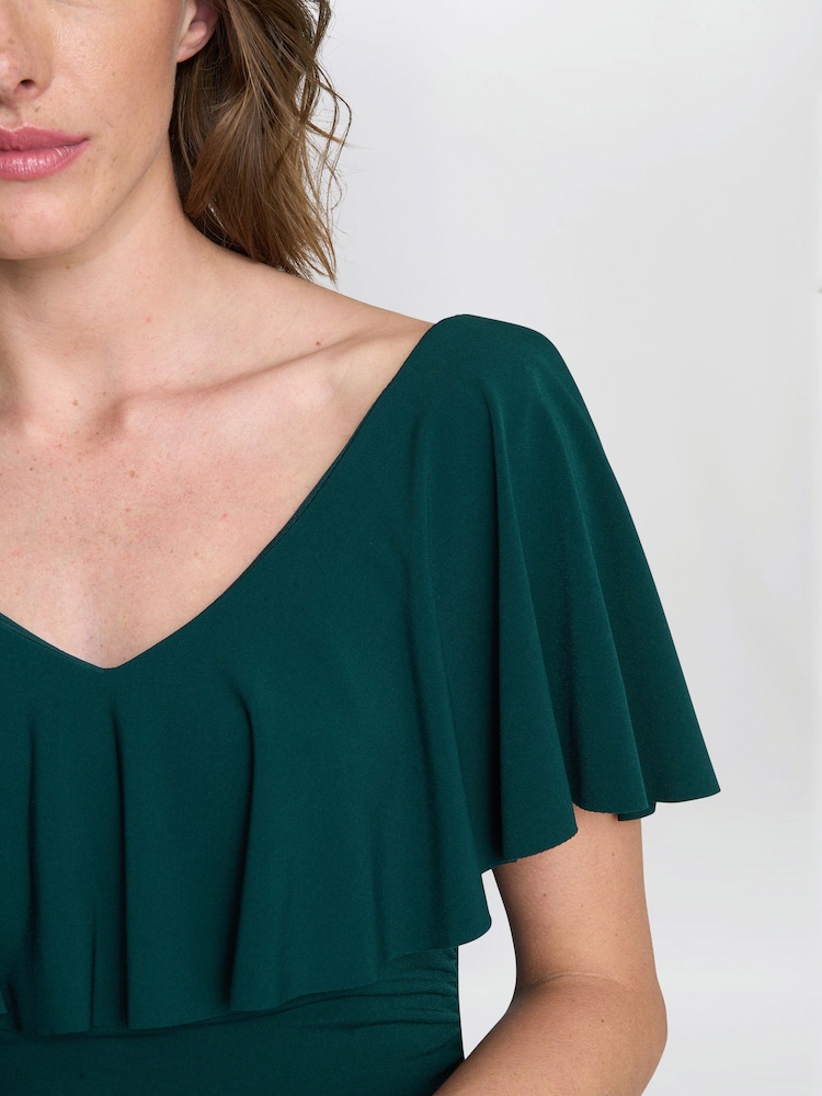 Gina Bacconi Green Allie Flutter Sleeve Cocktail Dress - Image 5 of 5 Gina Bacconi Green Allie Flutter Sleeve Cocktail Dress - Image 5 of 5