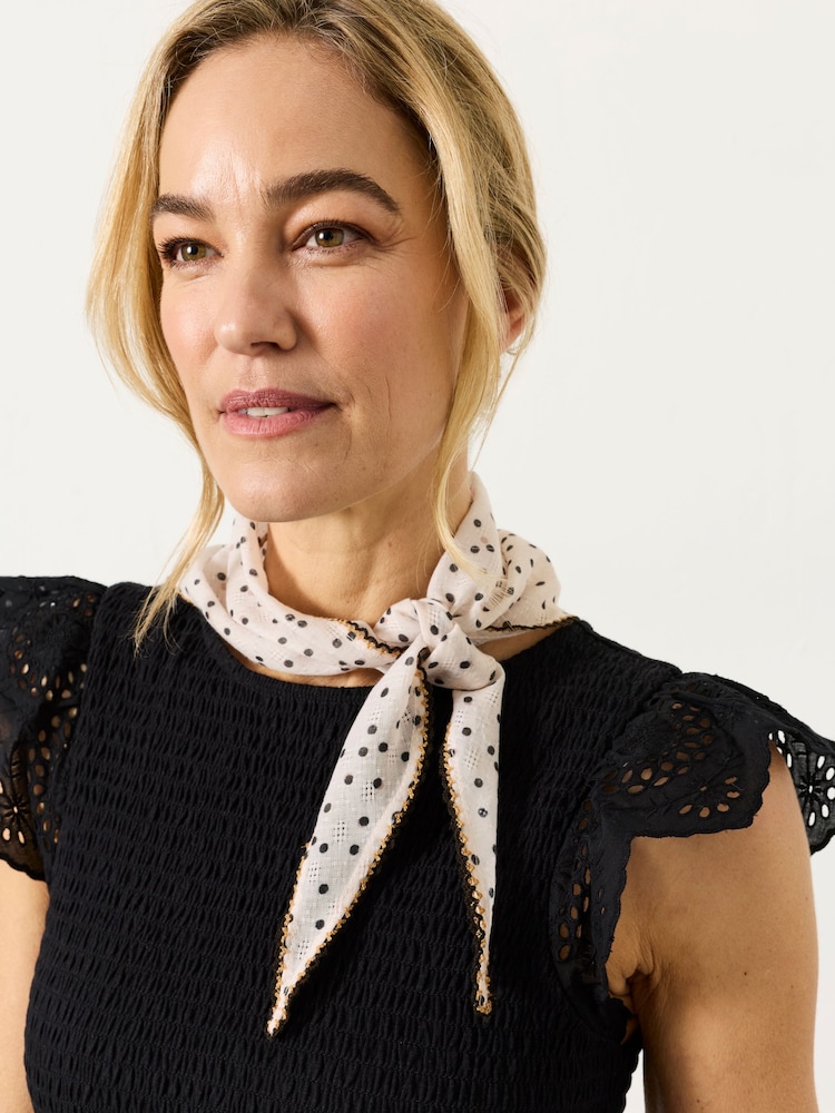 FatFace Ivory Polka Dot Triangle Hair Scarf - Image 1 of 3