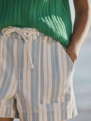Blue and White Striped Pull-On Utility Denim Shorts - Image 6 of 9