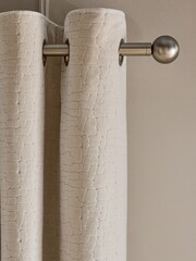 Ivory Natural Collection Luxe Heavyweight Velvet Blocks Eyelet Lined Curtains - Image 3 of 5