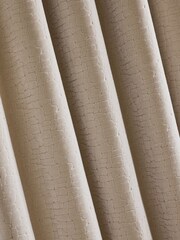 Ivory Natural Collection Luxe Heavyweight Velvet Blocks Eyelet Lined Curtains - Image 5 of 5