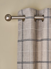 Natural/Grey Woven Textured Windowpane Check Eyelet Lined Curtains - Image 1 of 5