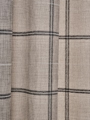 Natural/Grey Woven Textured Windowpane Check Eyelet Lined Curtains - Image 5 of 5