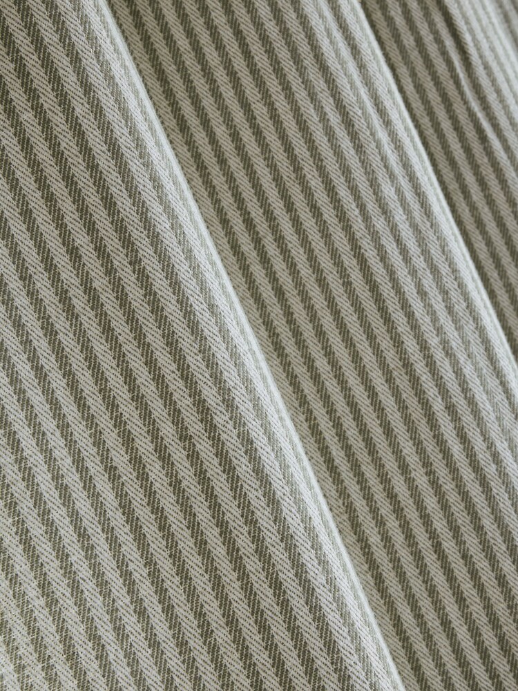 Green Brushed Stripe Lined Eyelet Curtains - Image 5 of 5 Green Brushed Stripe Lined Eyelet Curtains - Image 5 of 5