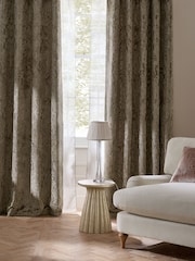 Champagne Gold Collection Luxe Heavyweight Velvet Damask Eyelet Lined Curtains - Image 3 of 8