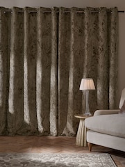 Champagne Gold Collection Luxe Heavyweight Velvet Damask Eyelet Lined Curtains - Image 4 of 8