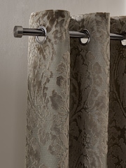 Champagne Gold Collection Luxe Heavyweight Velvet Damask Eyelet Lined Curtains - Image 5 of 8
