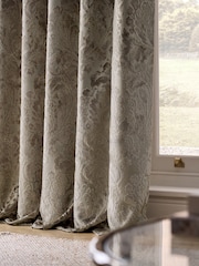 Champagne Gold Collection Luxe Heavyweight Velvet Damask Eyelet Lined Curtains - Image 6 of 8