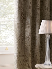 Champagne Gold Collection Luxe Heavyweight Velvet Damask Eyelet Lined Curtains - Image 7 of 8