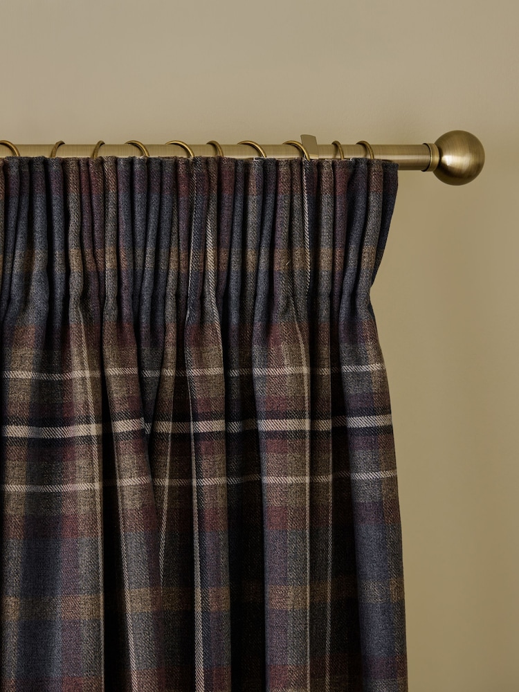 Heritage Brushed Check Pencil Pleat Lined Curtains - Image 1 of 5 Heritage Brushed Check Pencil Pleat Lined Curtains - Image 1 of 5