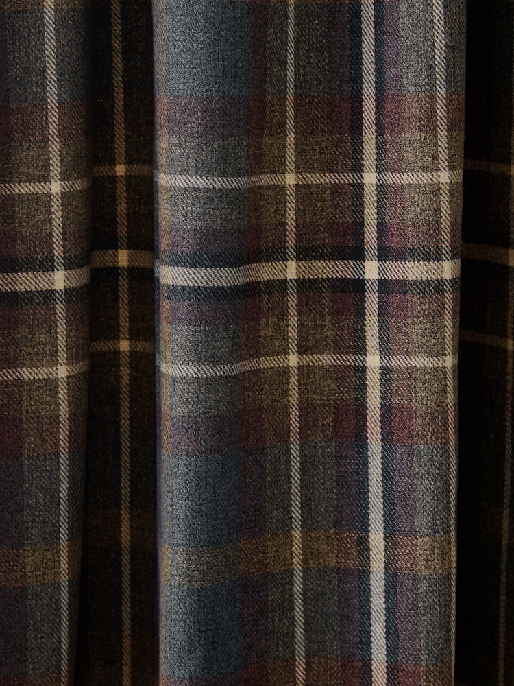 Heritage Brushed Check Pencil Pleat Lined Curtains - Image 5 of 5 Heritage Brushed Check Pencil Pleat Lined Curtains - Image 5 of 5