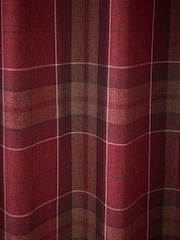 Red Brushed Check Lined Eyelet Curtains - Image 5 of 5