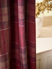 Red Brushed Check Pencil Pleat Lined Curtains - Image 3 of 4
