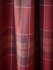 Red Brushed Check Pencil Pleat Lined Curtains - Image 4 of 4