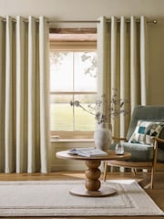 Green Brushed Check Eyelet Lined Curtains - Image 2 of 5