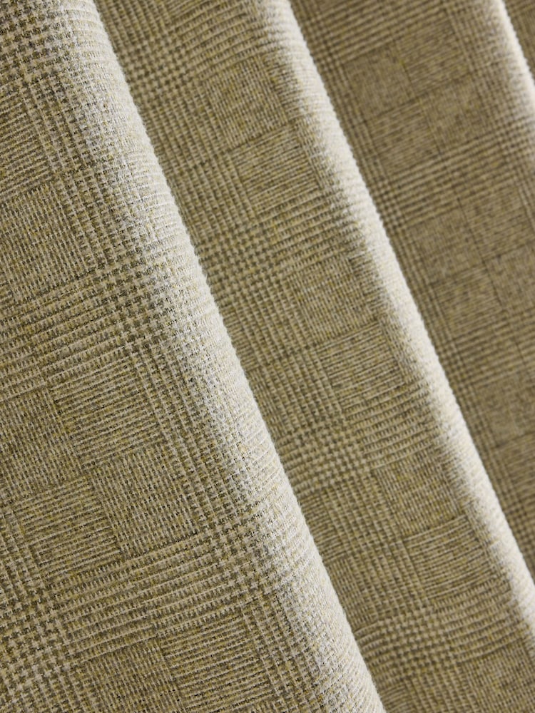 Green Brushed Check Eyelet Lined Curtains - Image 5 of 5 Green Brushed Check Eyelet Lined Curtains - Image 5 of 5