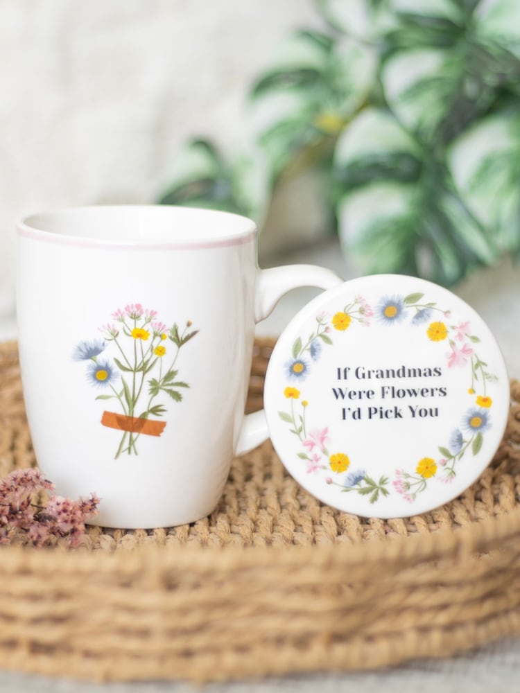 Something Different White If Grandmas Were Flowers Floral Mug & Coaster Set - Image 1 of 4 Something Different White If Grandmas Were Flowers Floral Mug & Coaster Set - Image 1 of 4