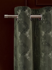 Green Collection Luxe Heavyweight Velvet Chevron Eyelet Lined Curtains - Image 1 of 5