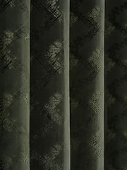 Green Collection Luxe Heavyweight Velvet Chevron Eyelet Lined Curtains - Image 4 of 5