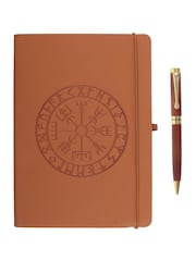 Something Different Brown Viking Compass A5 Faux Leather Journal with Pen - Image 2 of 5
