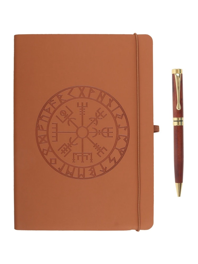 Something Different Brown Viking Compass A5 Faux Leather Journal with Pen - Image 2 of 5 Something Different Brown Viking Compass A5 Faux Leather Journal with Pen - Image 2 of 5