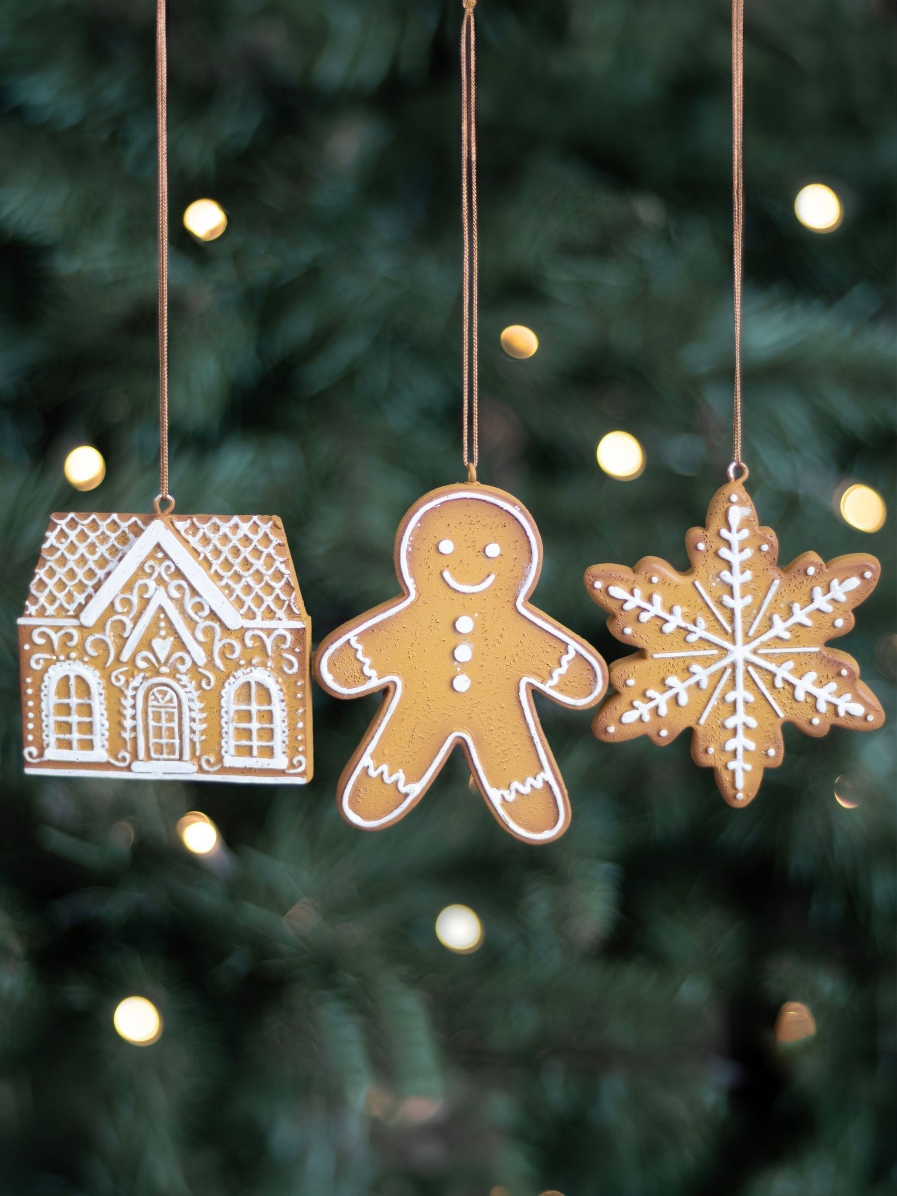 Kdmd Unisex Brown Set Of 3 Hanging Gingerbread Decorations In - Image 4