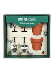 Something Different Brown Plant Pot Egg Cup Set with Shovel Spoons - Image 4 of 4