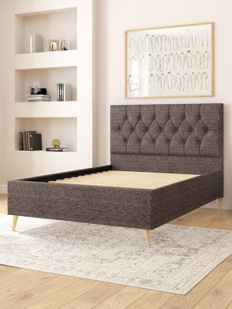 Aspire Furniture Saxon Twill Charcoal Olivier Divan Style Contemporary Bed Frame - Image 2 of 3 Aspire Furniture Saxon Twill Charcoal Olivier Divan Style Contemporary Bed Frame - Image 2 of 3