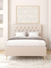Aspire Furniture Eire Linen Off White Olivier Divan Style Contemporary Bed Frame and Wool Pocket Mattress - Image 1 of 6
