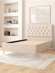 Aspire Furniture Eire Linen Off White Olivier Divan Style Contemporary Bed Frame and Wool Pocket Mattress - Image 3 of 6