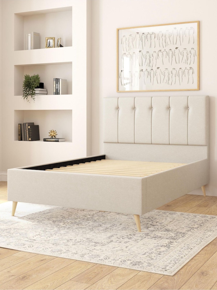 Aspire Furniture Zara Beige Hepburn Divan Style Contemporary Bed Frame and Wool Pocket Mattress - Image 2 of 6 Aspire Furniture Zara Beige Hepburn Divan Style Contemporary Bed Frame and Wool Pocket Mattress - Image 2 of 6