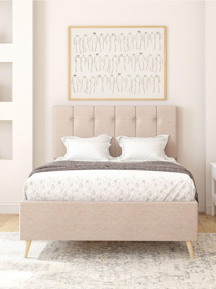 Aspire Furniture Saxon Twill Natural Hepburn Divan Style Contemporary Bed Frame and Wool Pocket Mattress - Image 1 of 6 Aspire Furniture Saxon Twill Natural Hepburn Divan Style Contemporary Bed Frame and Wool Pocket Mattress - Image 1 of 6