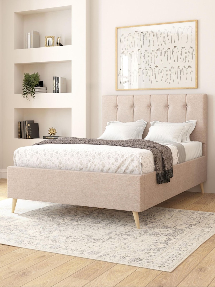 Aspire Furniture Saxon Twill Natural Hepburn Divan Style Contemporary Bed Frame and Wool Pocket Mattress - Image 2 of 6 Aspire Furniture Saxon Twill Natural Hepburn Divan Style Contemporary Bed Frame and Wool Pocket Mattress - Image 2 of 6