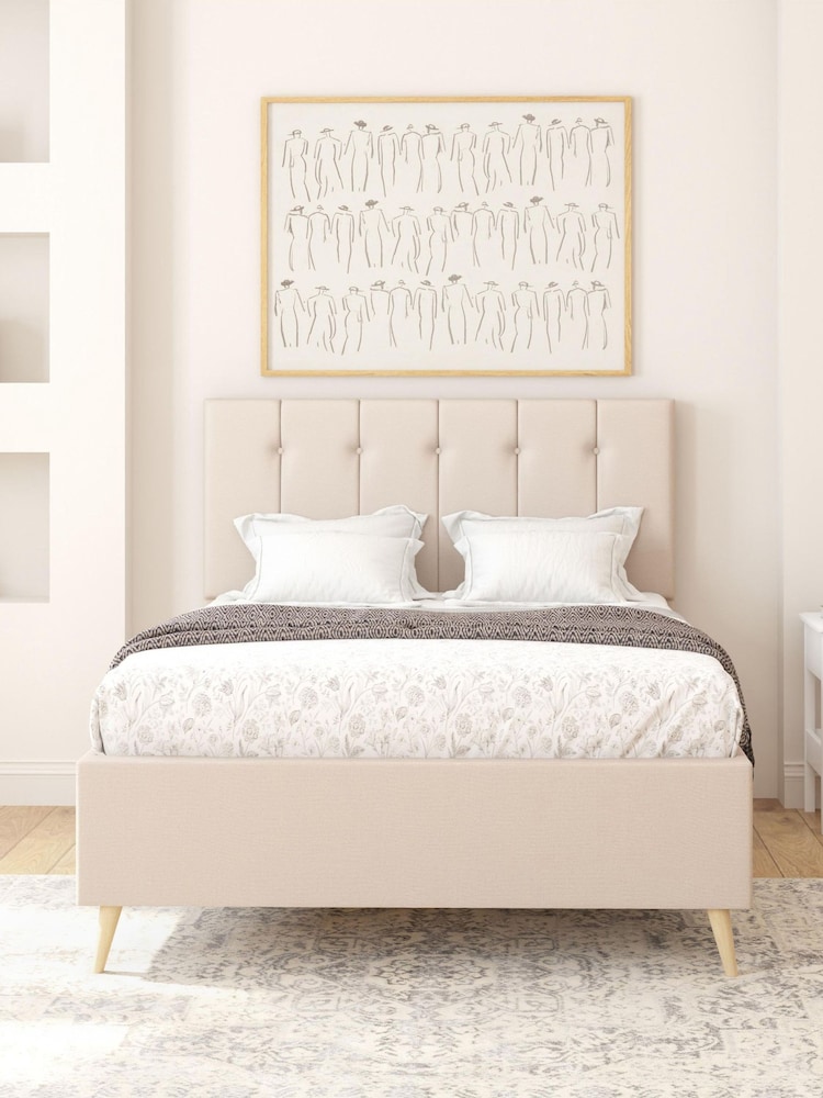 Aspire Furniture Eire Linen Off White Hepburn Divan Style Contemporary Bed Frame - Image 1 of 4 Aspire Furniture Eire Linen Off White Hepburn Divan Style Contemporary Bed Frame - Image 1 of 4