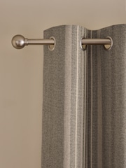 Natural/Green Brushed Woven Stripe Eyelet Lined Curtains - Image 1 of 4