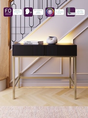 Frank Olsen Black Iona 2 Drawer Console Table with Smart Features - Image 2 of 9