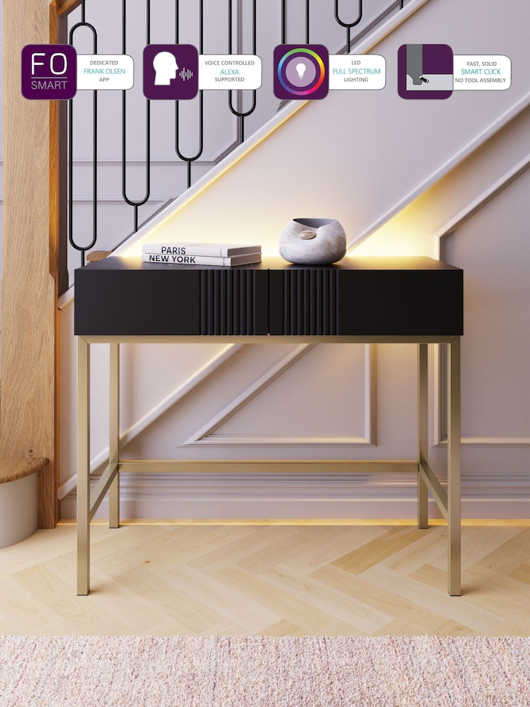 Frank Olsen Black Iona 2 Drawer Console Table with Smart Features - Image 2 of 9 Frank Olsen Black Iona 2 Drawer Console Table with Smart Features - Image 2 of 9