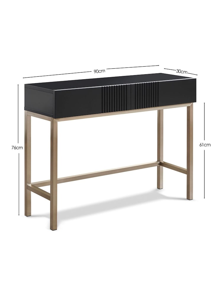 Frank Olsen Black Iona 2 Drawer Console Table with Smart Features - Image 9 of 9 Frank Olsen Black Iona 2 Drawer Console Table with Smart Features - Image 9 of 9