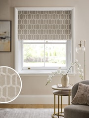 Natural/Champagne Gold Ready Made Blackout/Thermal Evie Geometric Roman Blinds - Image 1 of 6