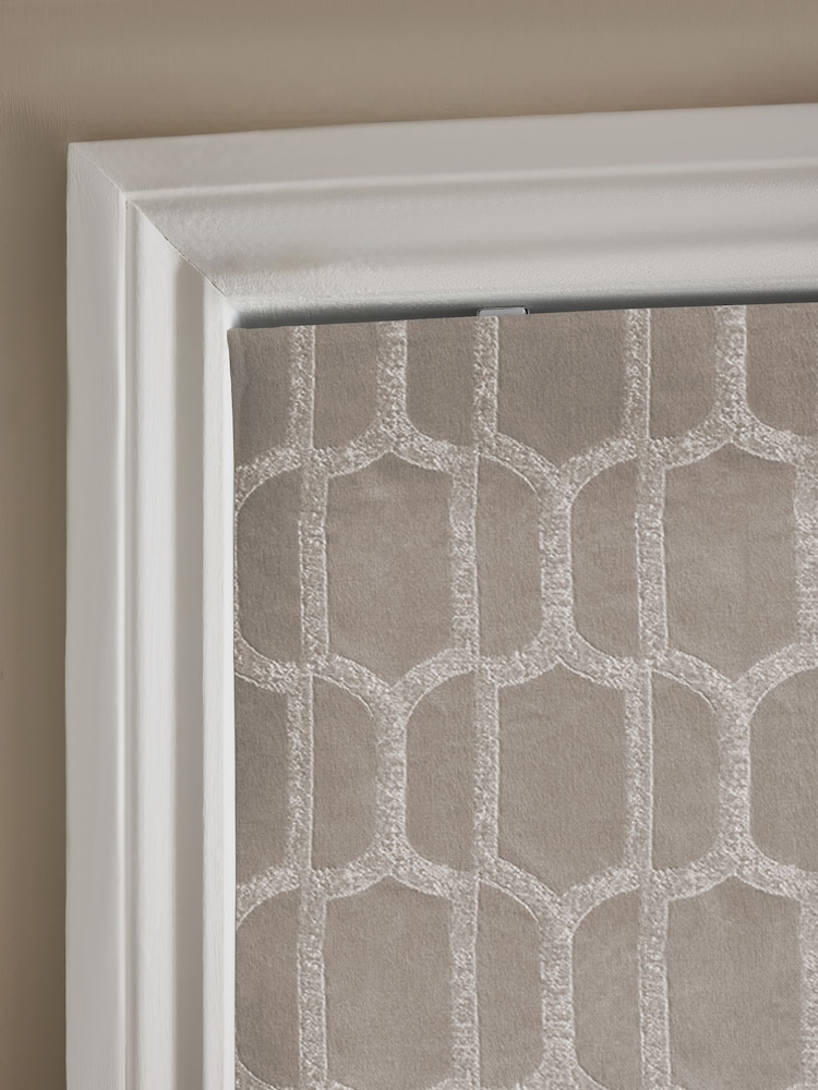 Natural/Champagne Gold Ready Made Blackout/Thermal Evie Geometric Roman Blinds - Image 6 of 6 Natural/Champagne Gold Ready Made Blackout/Thermal Evie Geometric Roman Blinds - Image 6 of 6