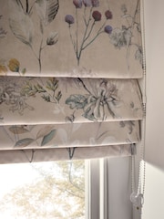 Natural Ready Made Blackout/Thermal Velvet Floral Print Roman Blind - Image 4 of 7