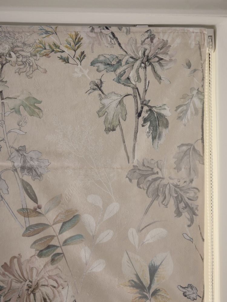 Natural Ready Made Blackout/Thermal Velvet Floral Print Roman Blind - Image 7 of 7 Natural Ready Made Blackout/Thermal Velvet Floral Print Roman Blind - Image 7 of 7