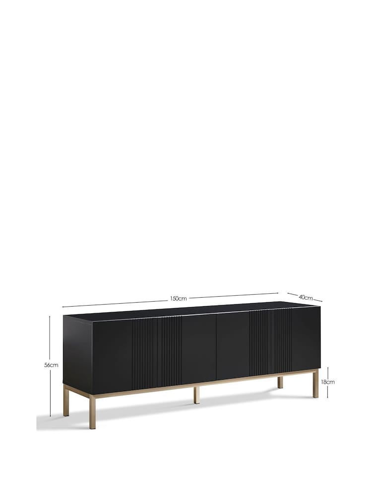 Frank Olsen Black Iona 4 Door Large TV Unit with Smart Feature - Image 5 of 5