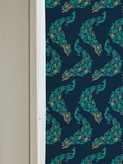Blue Ready Made Blackout Bathroom Peacock Print Roller Blinds - Image 5 of 6