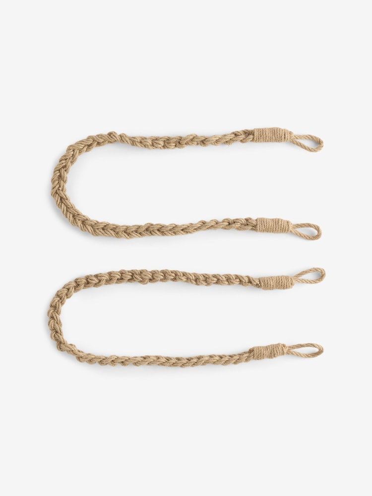 Natural Set of 2 Plaited Rope Curtain Tie Backs - Image 3 of 3 Natural Set of 2 Plaited Rope Curtain Tie Backs - Image 3 of 3