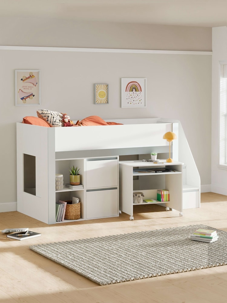 Julian Bowen White and Silver Gaia Midsleeper Bed - Image 1 of 10 Julian Bowen White and Silver Gaia Midsleeper Bed - Image 1 of 10